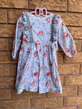 Pastourelle Ruffle Detail Floral Print Swing Dress